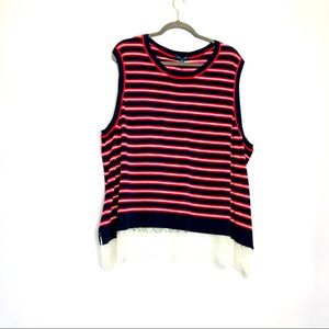 Tommy Hilfiger Sleeveless Stripe Sweater Top. Size 3 XL. Classy